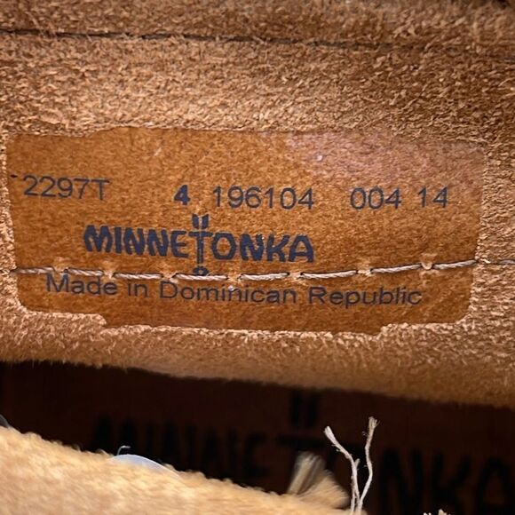 Minnetonka‎ Moccasin Boots Leather Suede Side Zip Brown Size 4 youth - Picture 6 of 8